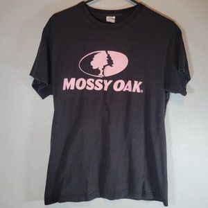 Mossy Oak Women's T-shirt Size M Black with Pink Logo Short Sleeve